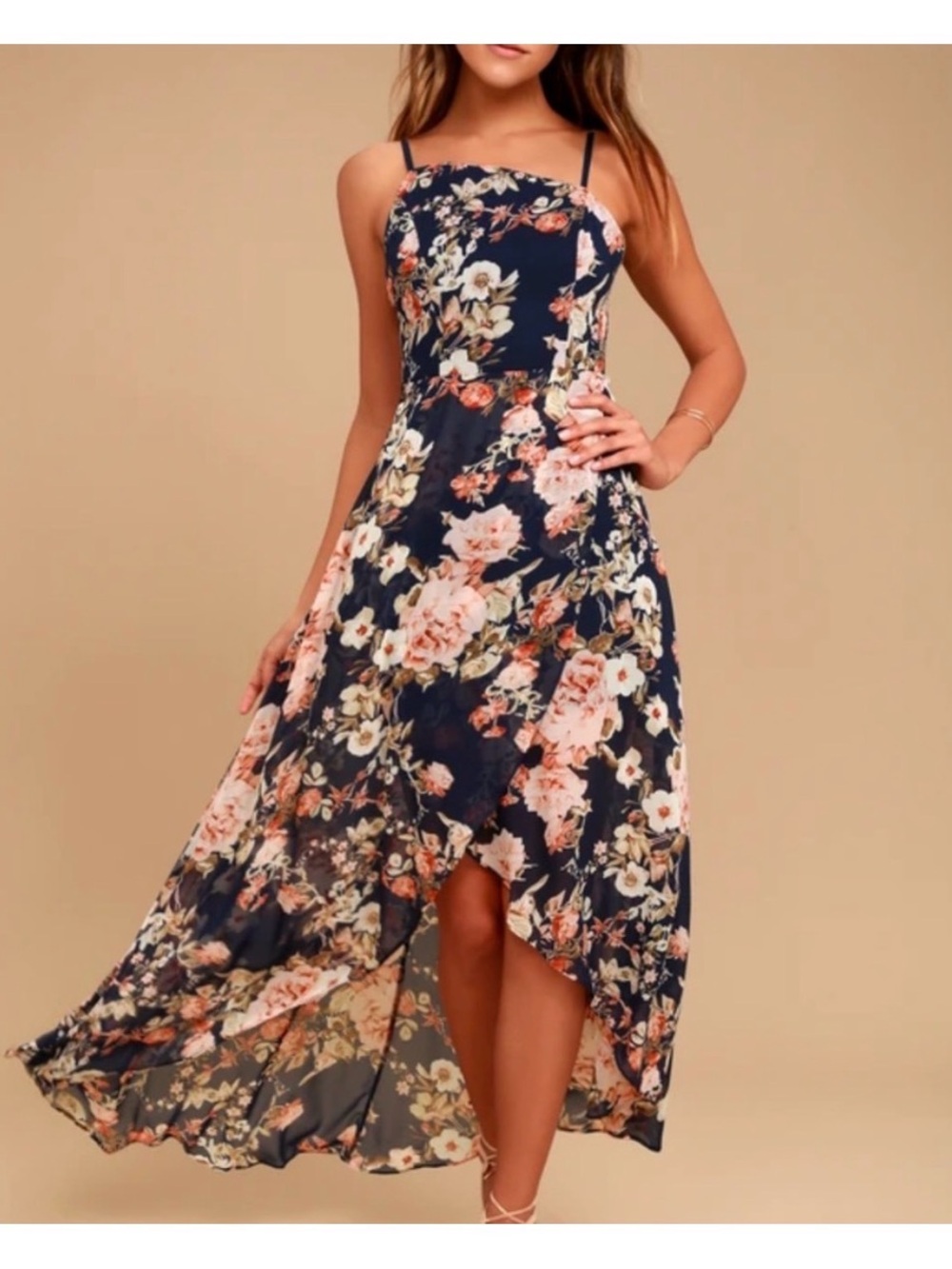Lulus Floral Navy High-Low Dress